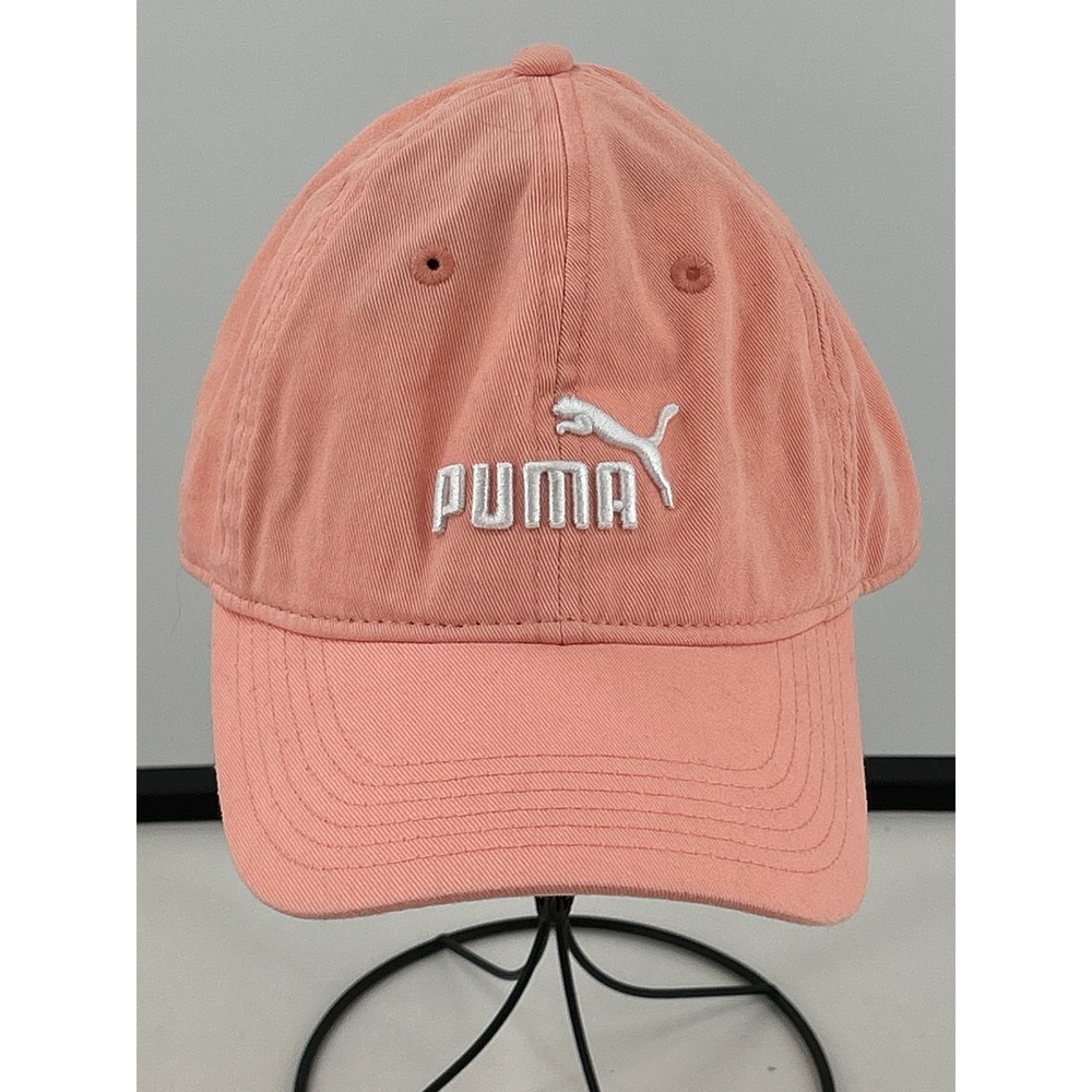 Puma‎ Adjustable Baseball Cap Coral Pink White Embroidered Logo Hat